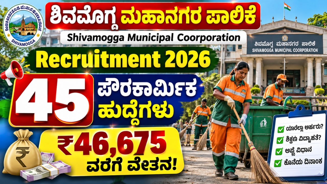 Shivamogga Municipal Coorporation Recruitment 2026